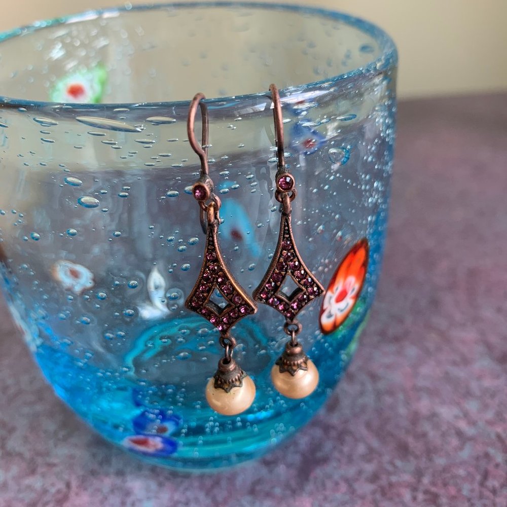 Dark Red Crystals w/ Pink Bead